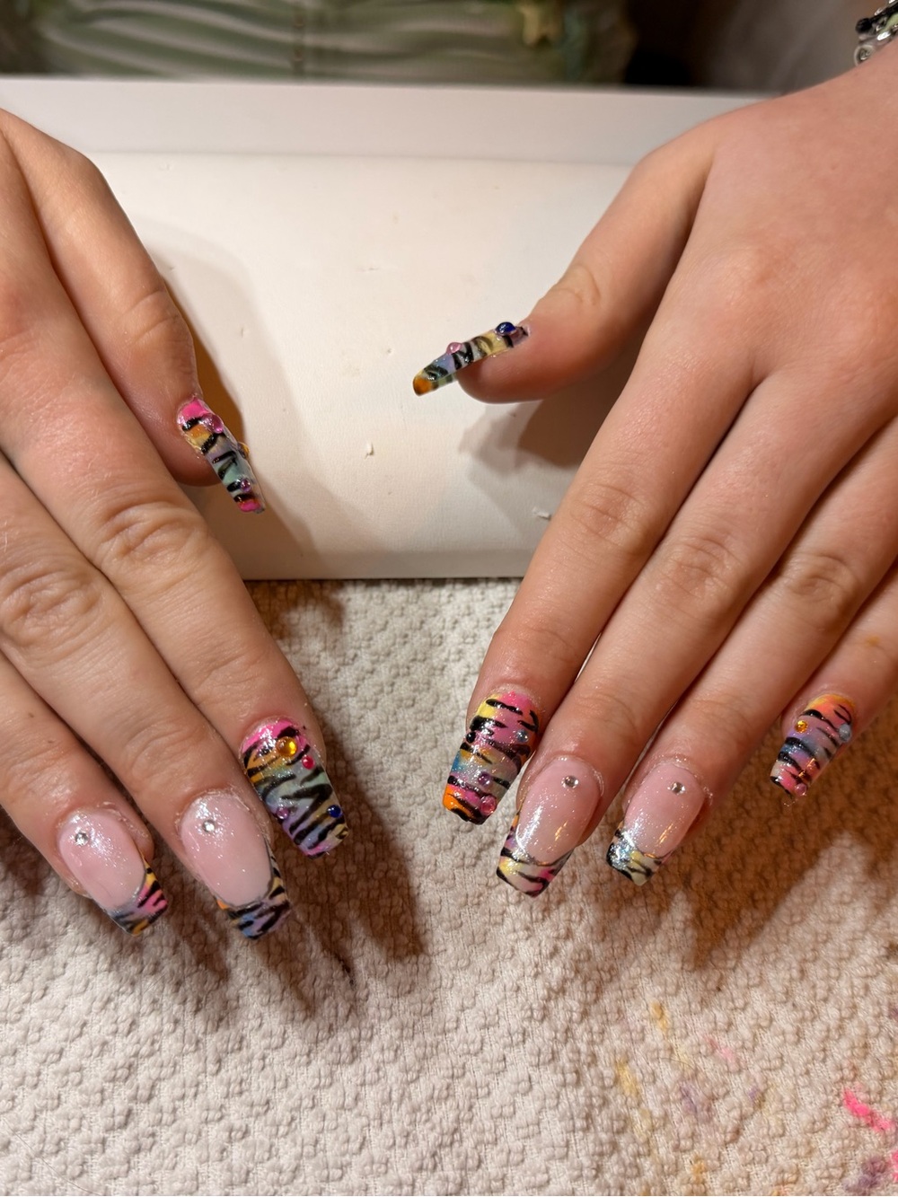 Colorful Zebra Print Press On Nails